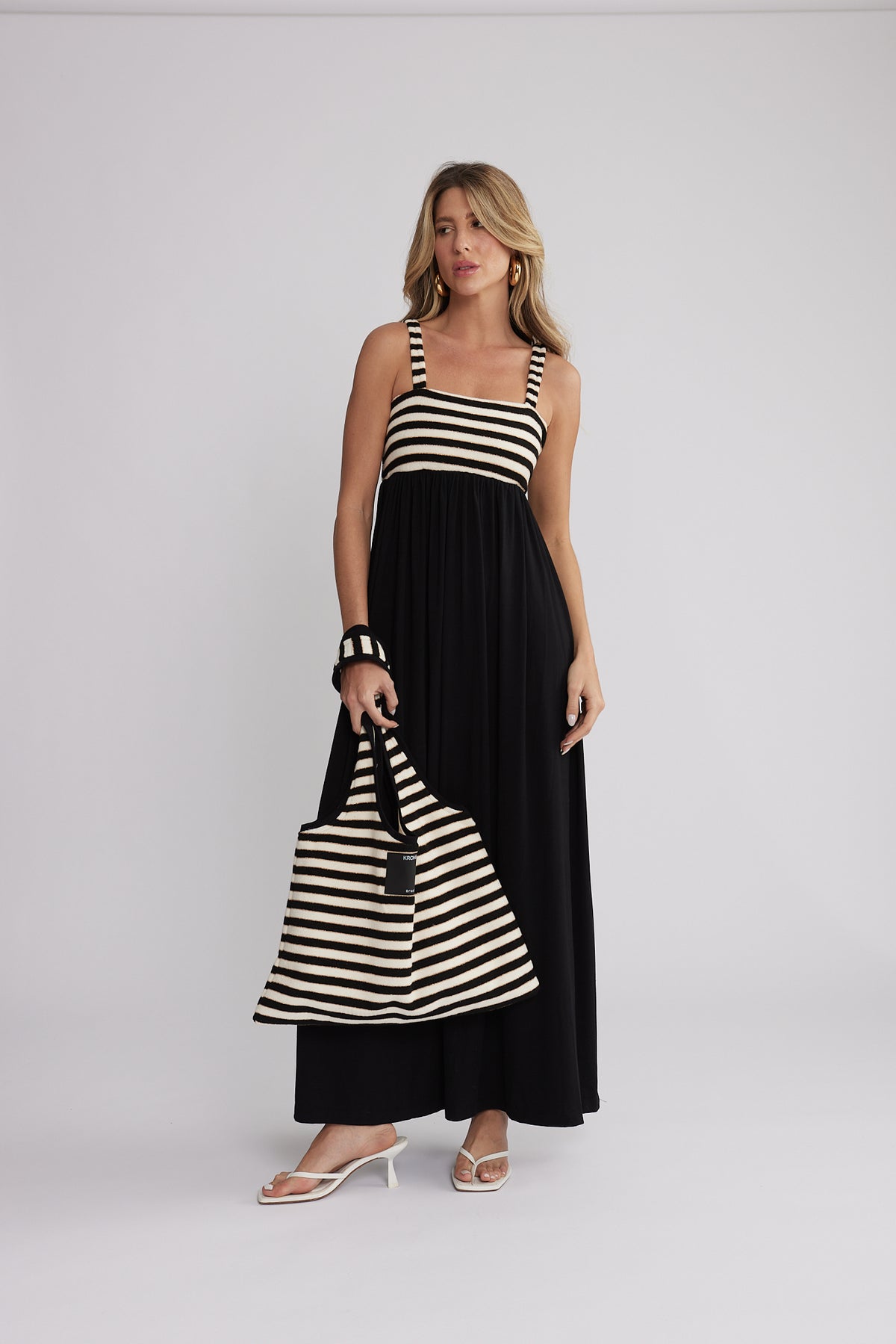 Vestido longo c/ listra - Kronne
