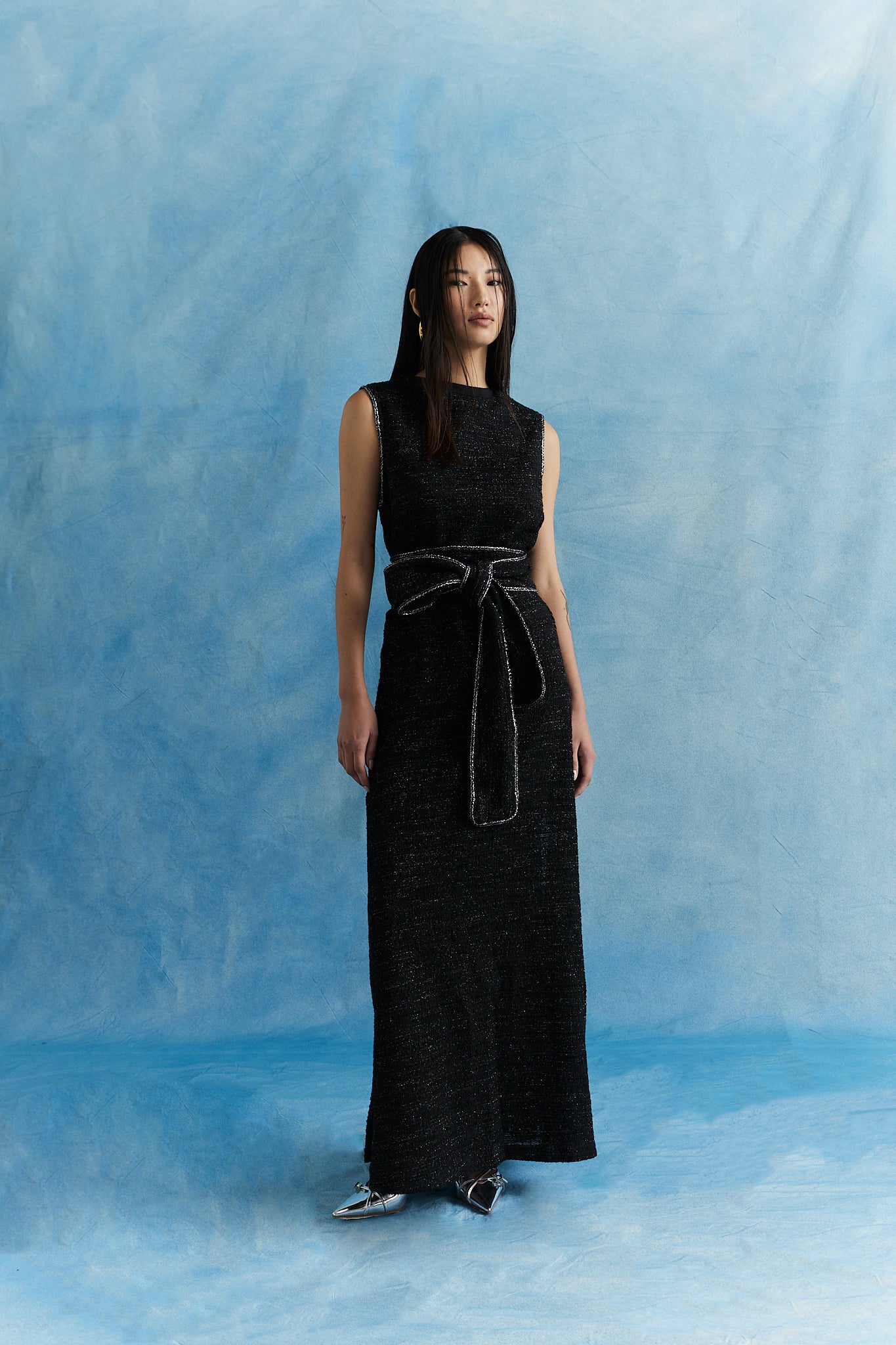 Vestido longo com faixa - Kronne