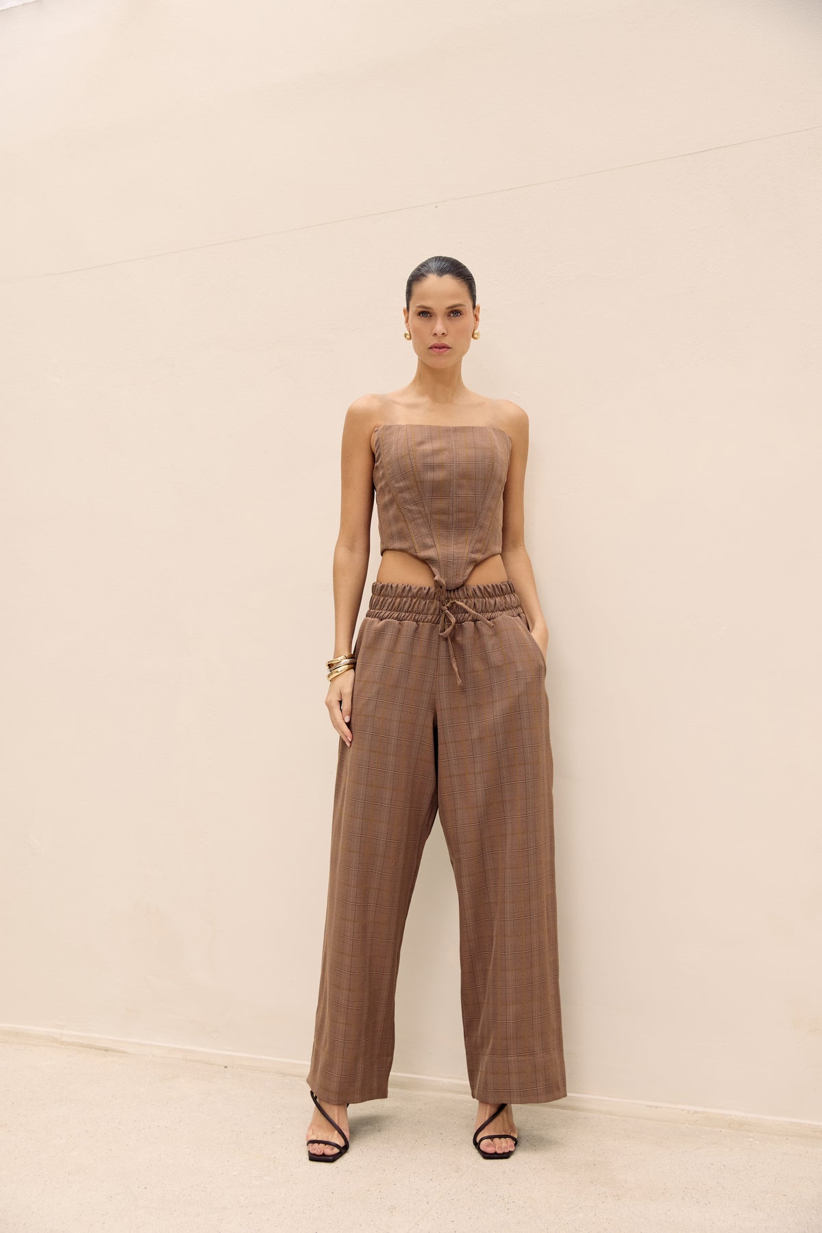 CALÇA CÓS ELÁSTICO XADREZ KRONNE