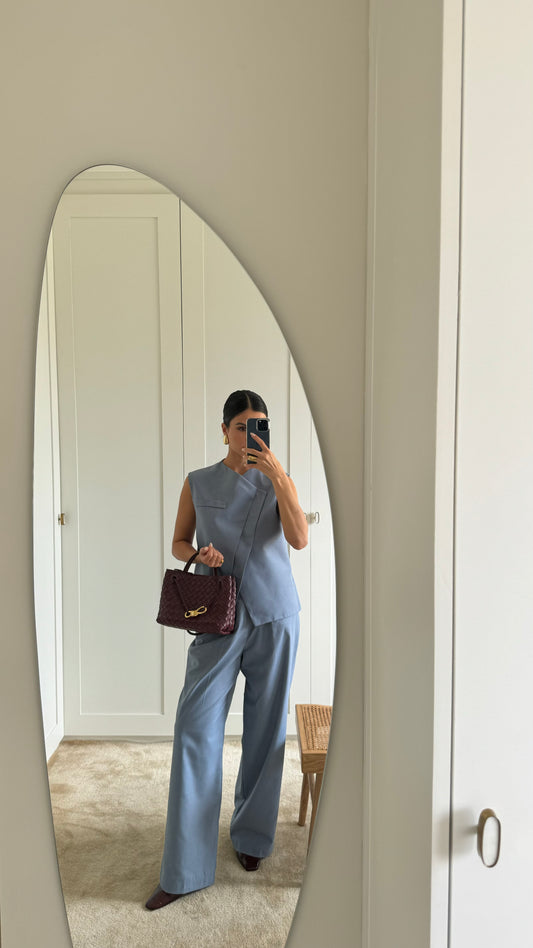 CALÇA ALFAIATARIA RETA AZUL KRONNE