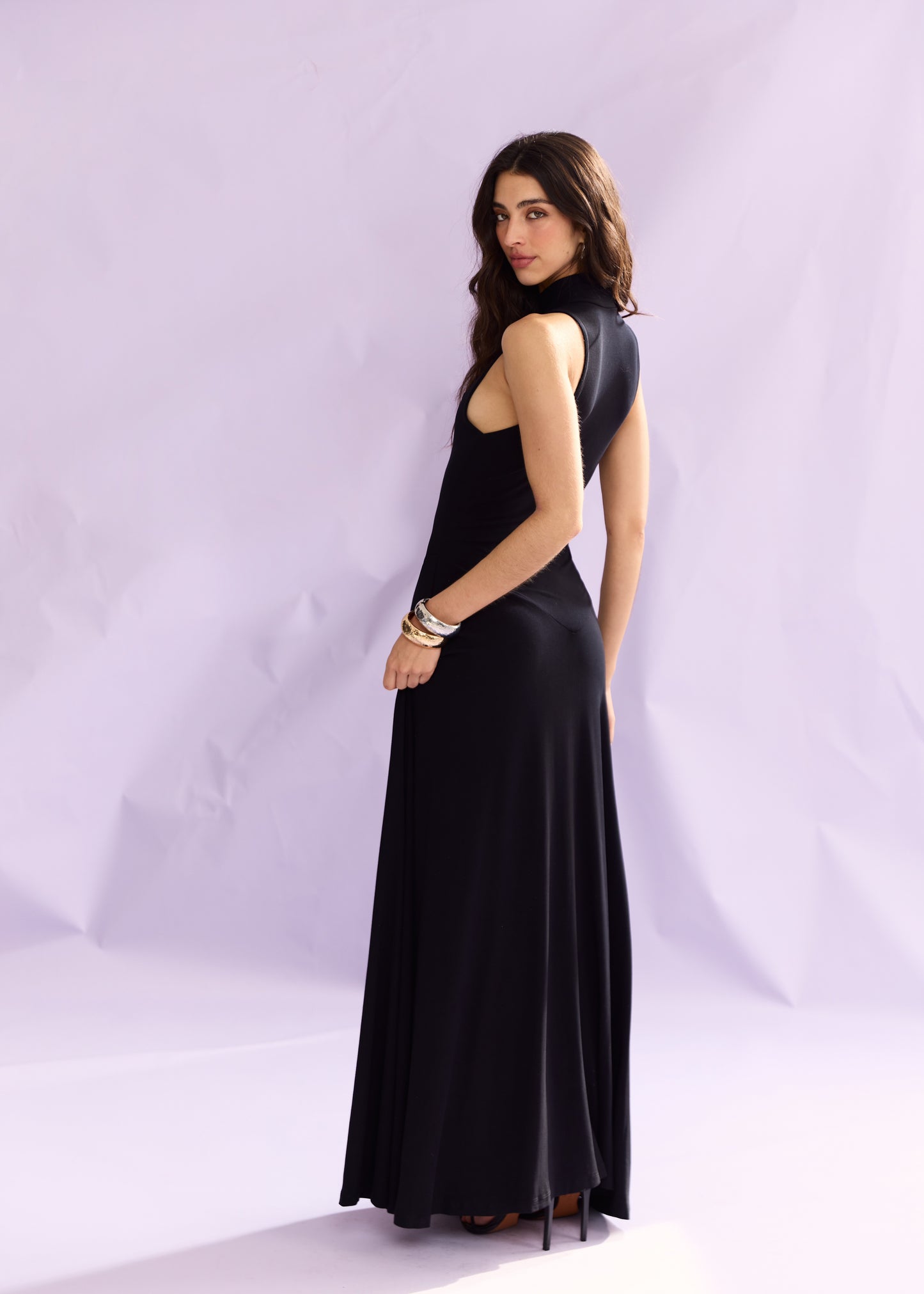 VESTIDO LONGO GOLA ALTA KRONNE