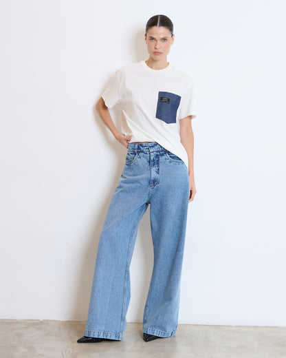CALÇA JEANS WIDE LEG SLIM KRONNE