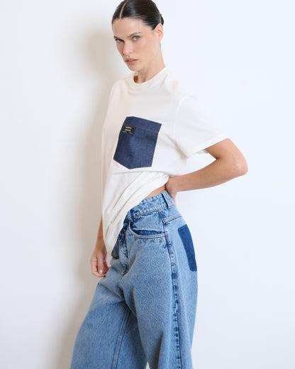 CALÇA JEANS WIDE LEG SLIM KRONNE
