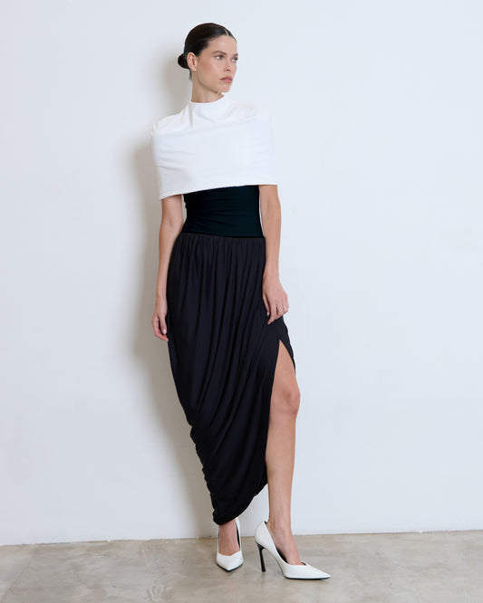 VESTIDO LONGO DRAPEADO KRONNE