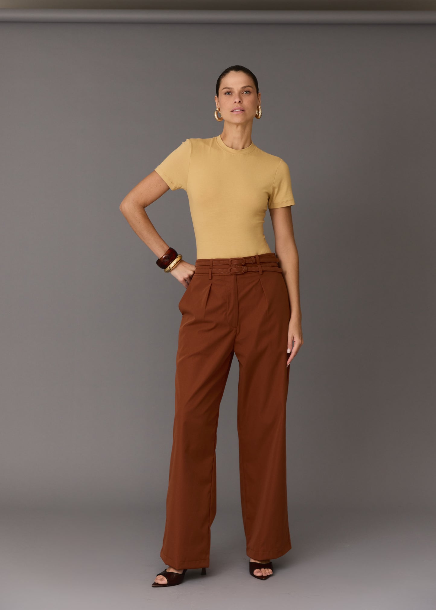 CALÇA FLARE CINTO DUPLO KRONNE