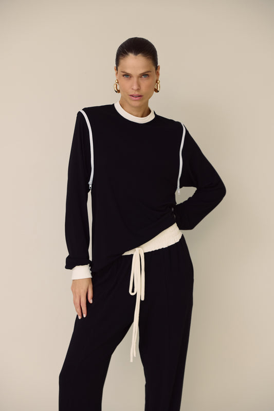 BLUSA COM DETALHE ZIPER + CALÇA JOGGER KRONNE