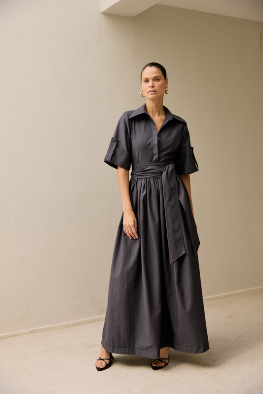 VESTIDO MIDI COM FAIXA
