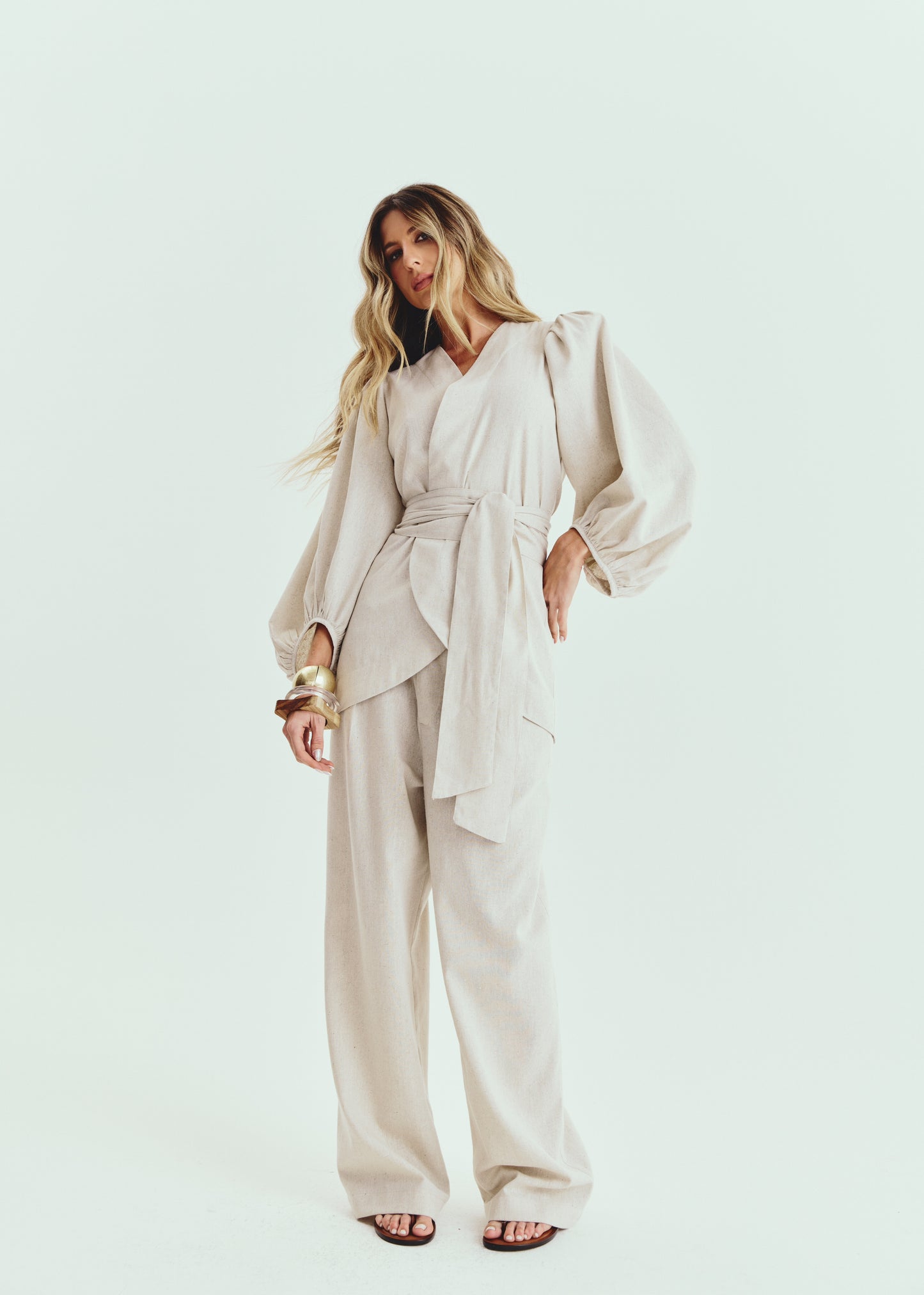 CONJUNTO KIMONO + CALÇA LINHO KRONNE