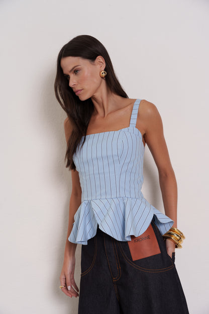 BLUSA LISTRAS PEPLUM KRONNE