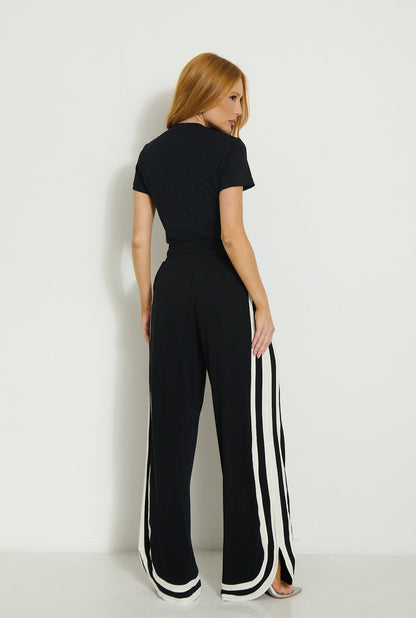 CONJUNTO BABY LOOK SLIM E CALÇA COM RECORTES