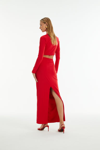 CONJUNTO CROPPED MANGA LONGA E SAIA KRONNE
