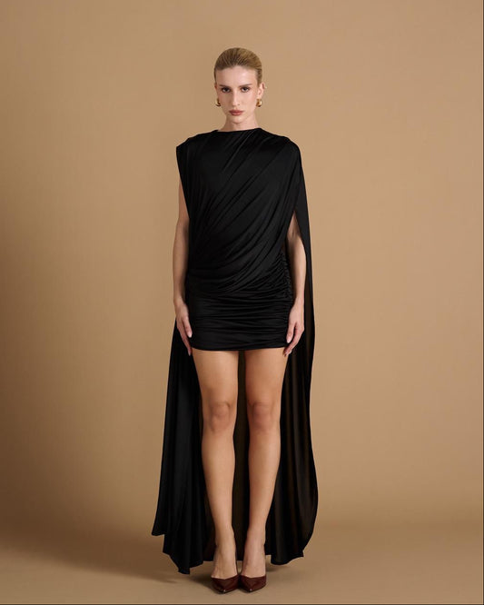 VESTIDO CURTO COM DRAPEADO KRONNE
