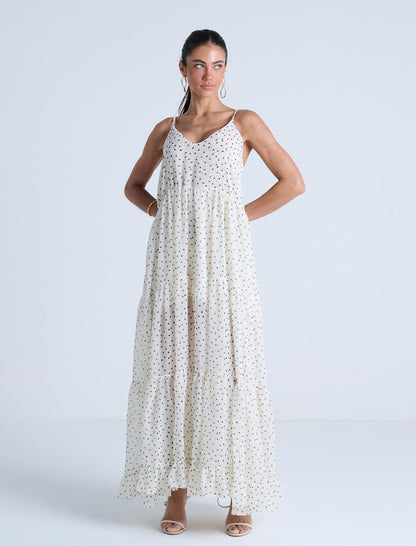 VESTIDO LONGO DE ALÇA DECOTE V POÁ