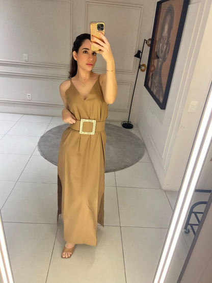 VESTIDO LONGO KRONNE DECOTE V