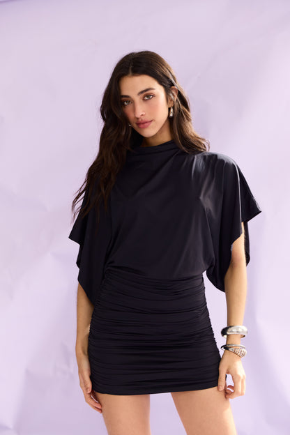 VESTIDO CURTO DRAPEADO KRONNE